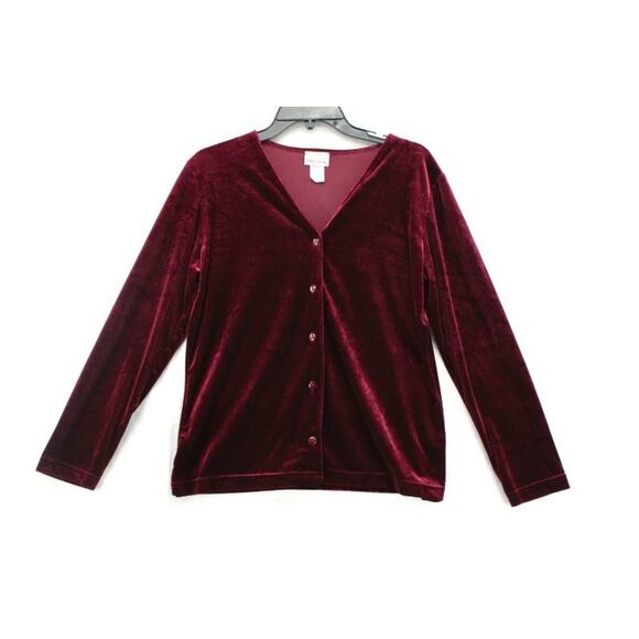 Vintage Tapemeasure Button Up Velvet Blouse Cardigan M Witchy Whimsygoth USA - Picture 1 of 5